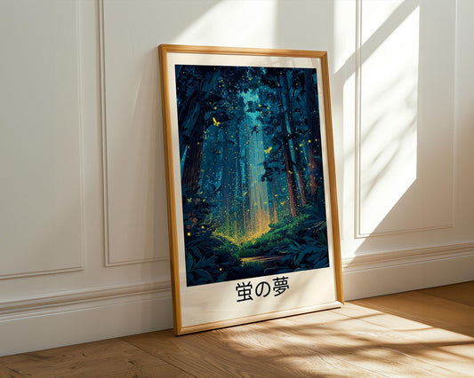 Japanese Wall Art | Japanese Forest Firefly Print