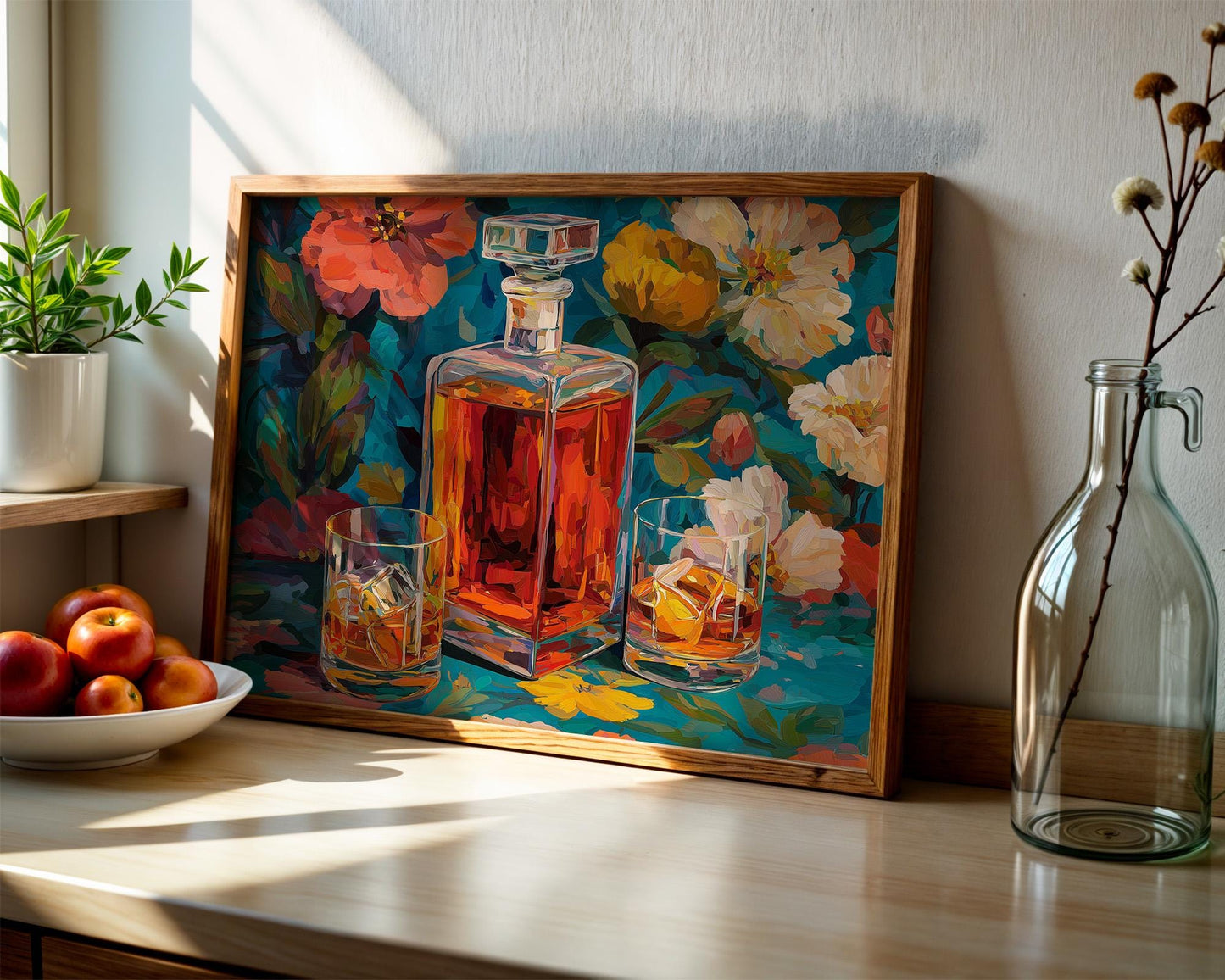Kitchen Wall Art | Maximalist Whisky Bottle Art