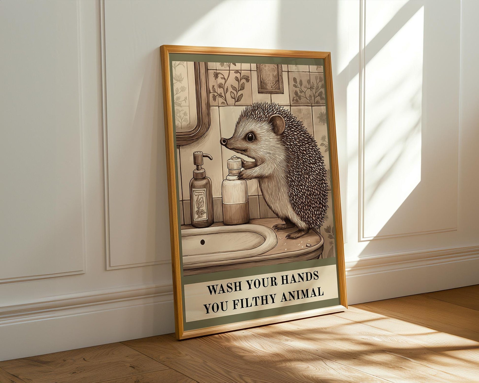 Bathroom Wall Art | Hedgehog Bathroom Decor