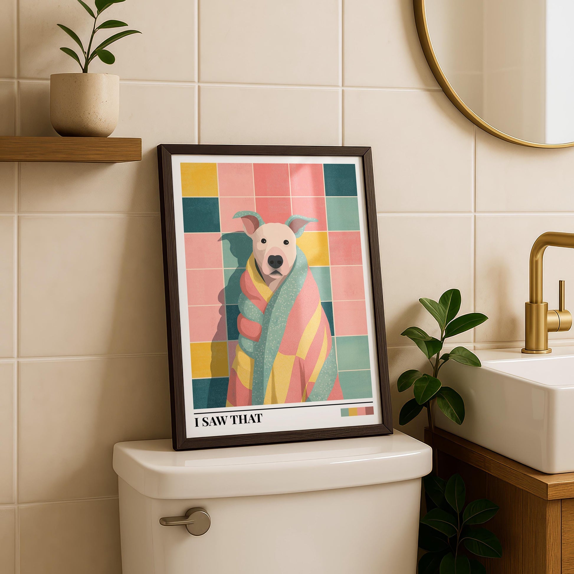 Bathroom Wall Art | Funny Dog Bathroom Decor