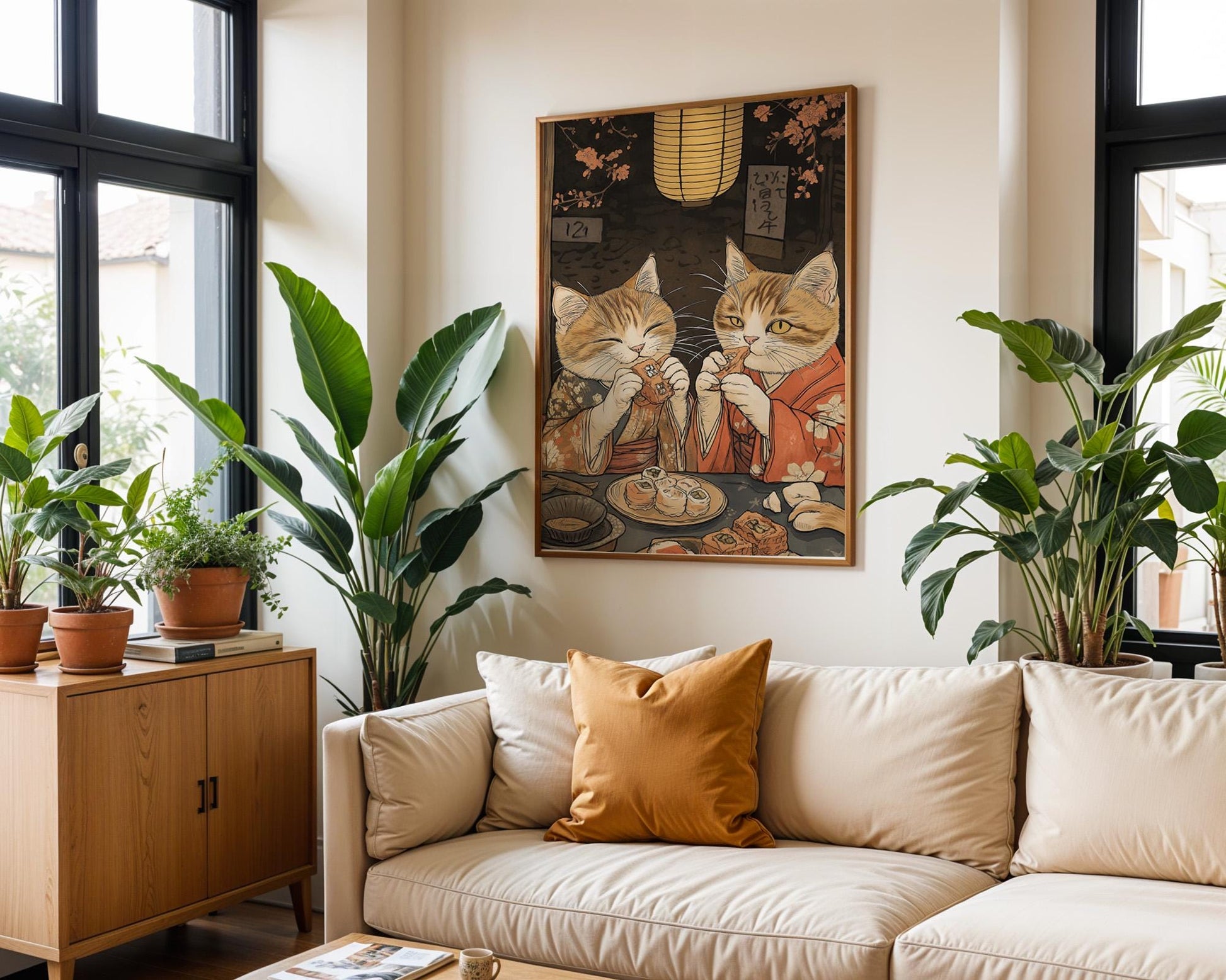Japanese Wall Art | Japanese Cat Sushi Art