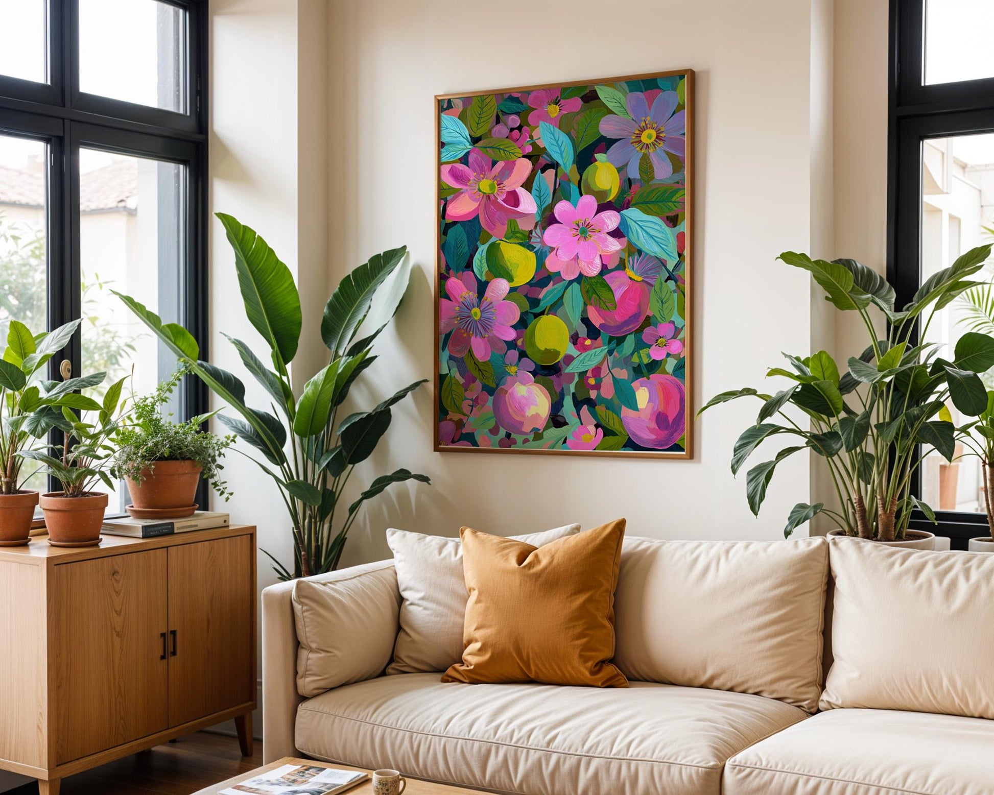 Maximalist Abstract Wall Art | Retro Floral Print