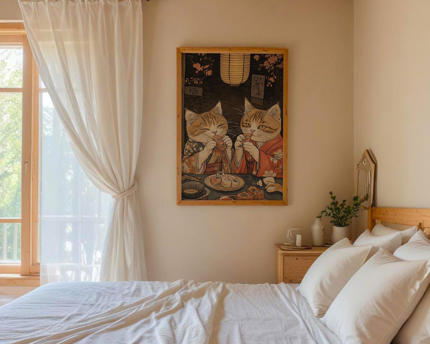 Japanese Wall Art | Japanese Cat Sushi Art