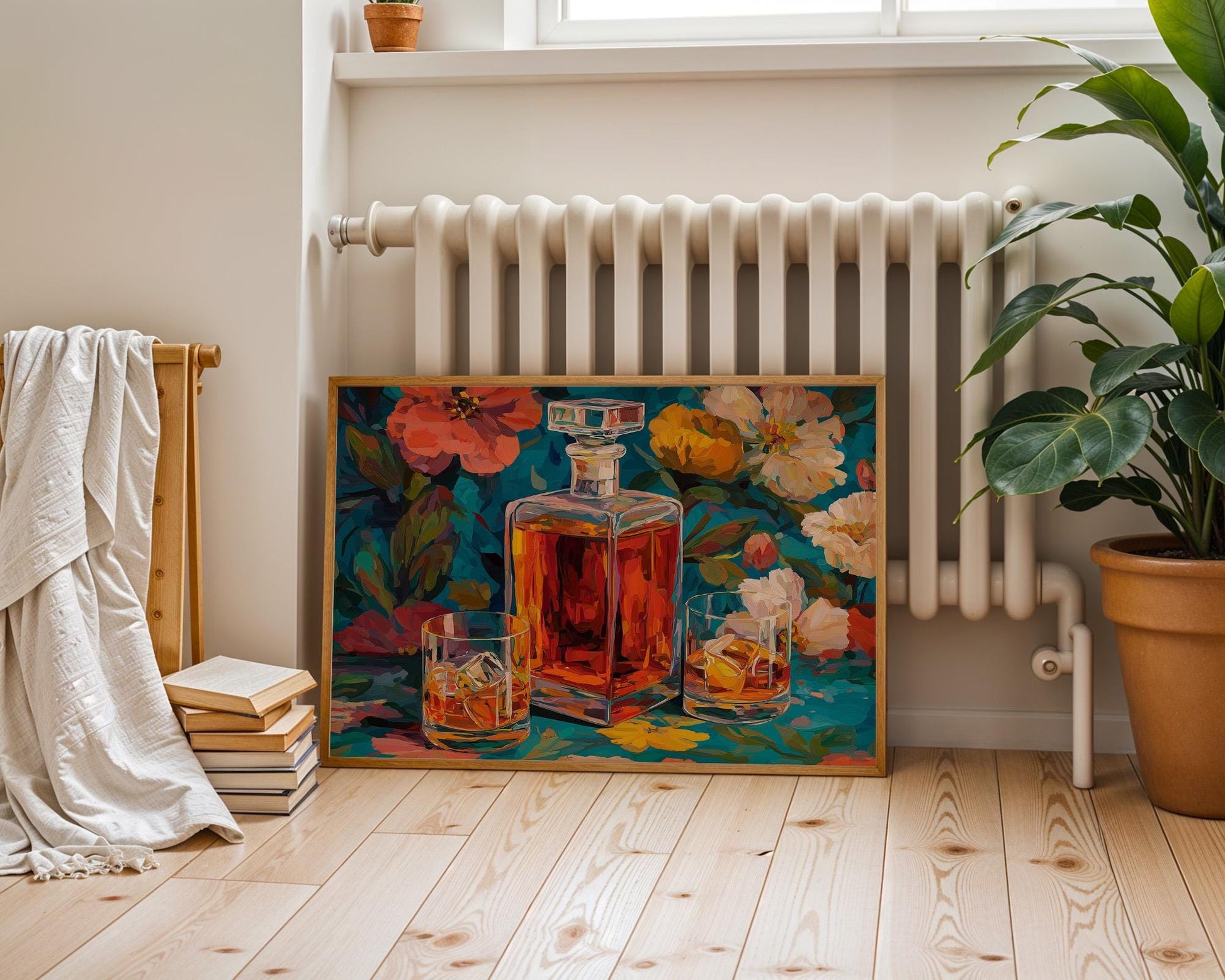 Kitchen Wall Art | Maximalist Whisky Bottle Art