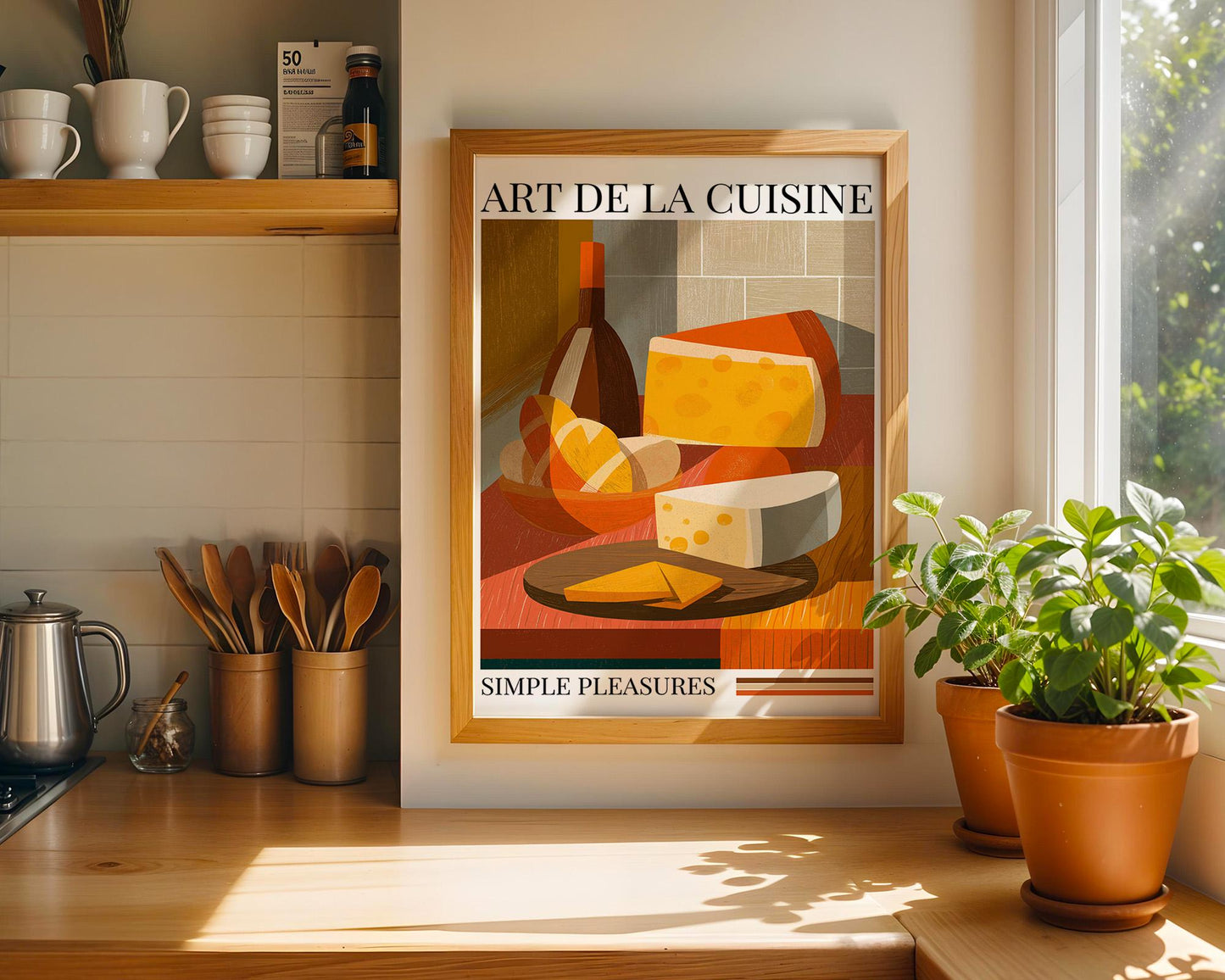 Kitchen Wall Art | Cheese and Wine Art Poster