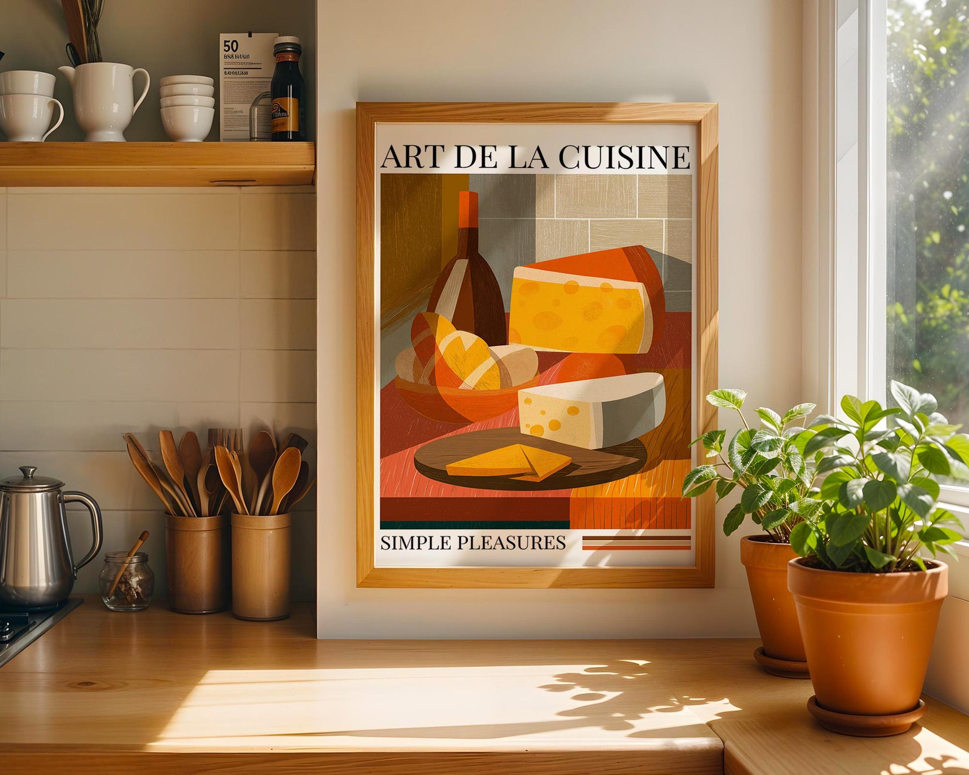 Kitchen Wall Art | Cheese and Wine Art Poster