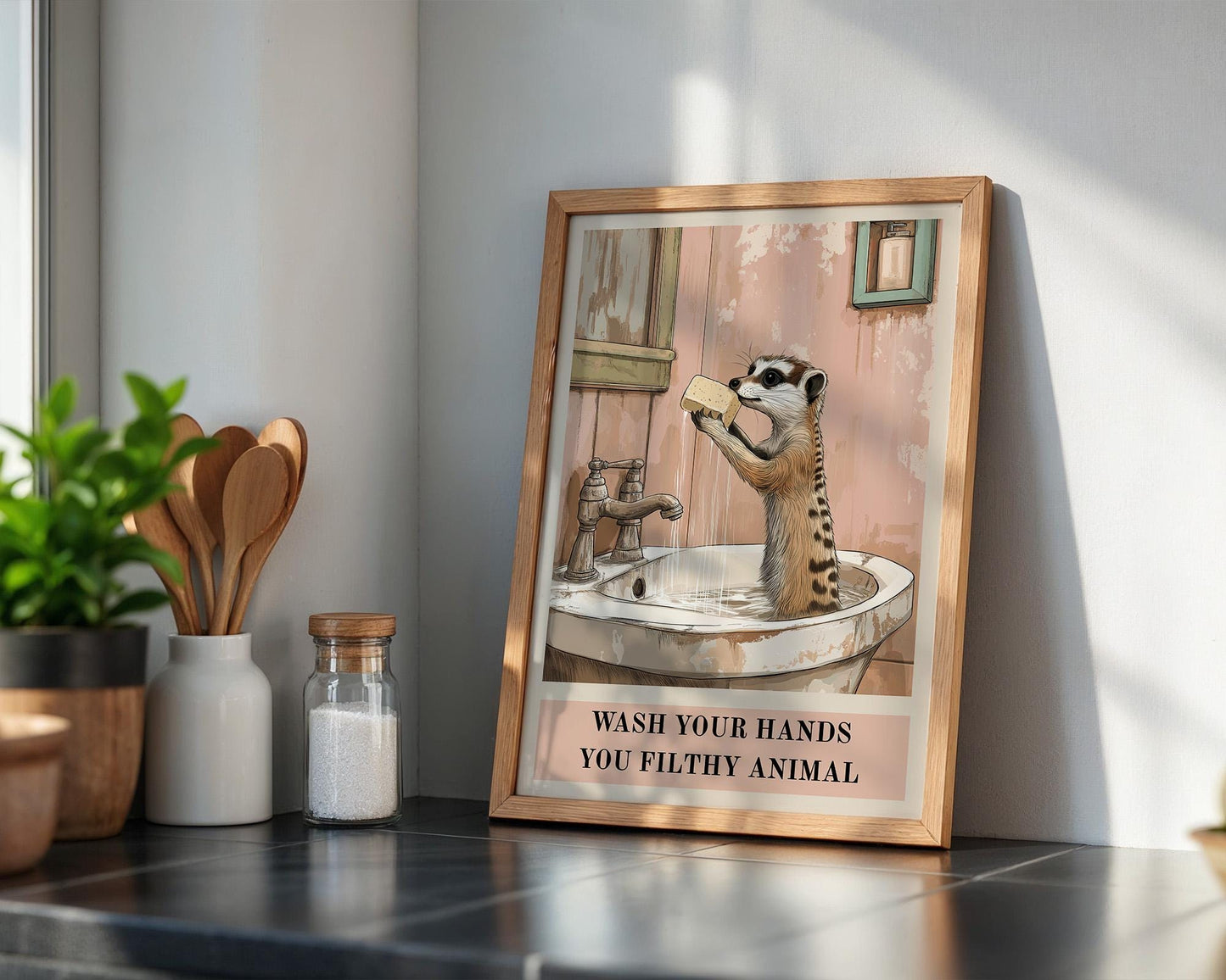 Bathroom Wall Art | Funny Meerkat Poster