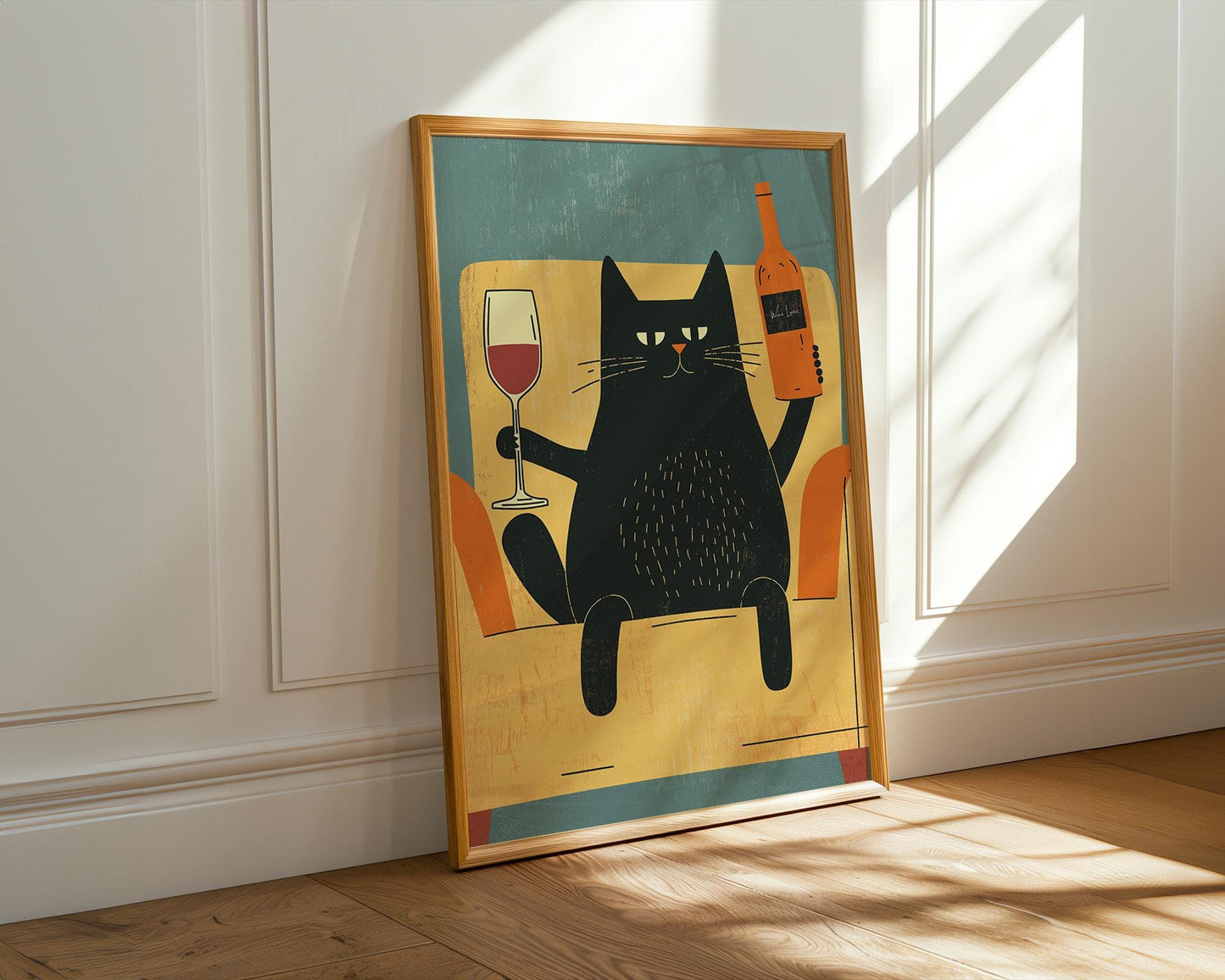 Kitchen Wall Art | Black Cat Wine Art