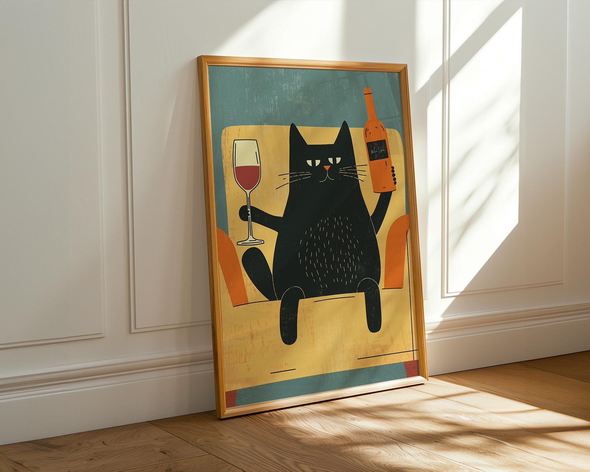 Kitchen Wall Art | Black Cat Wine Art