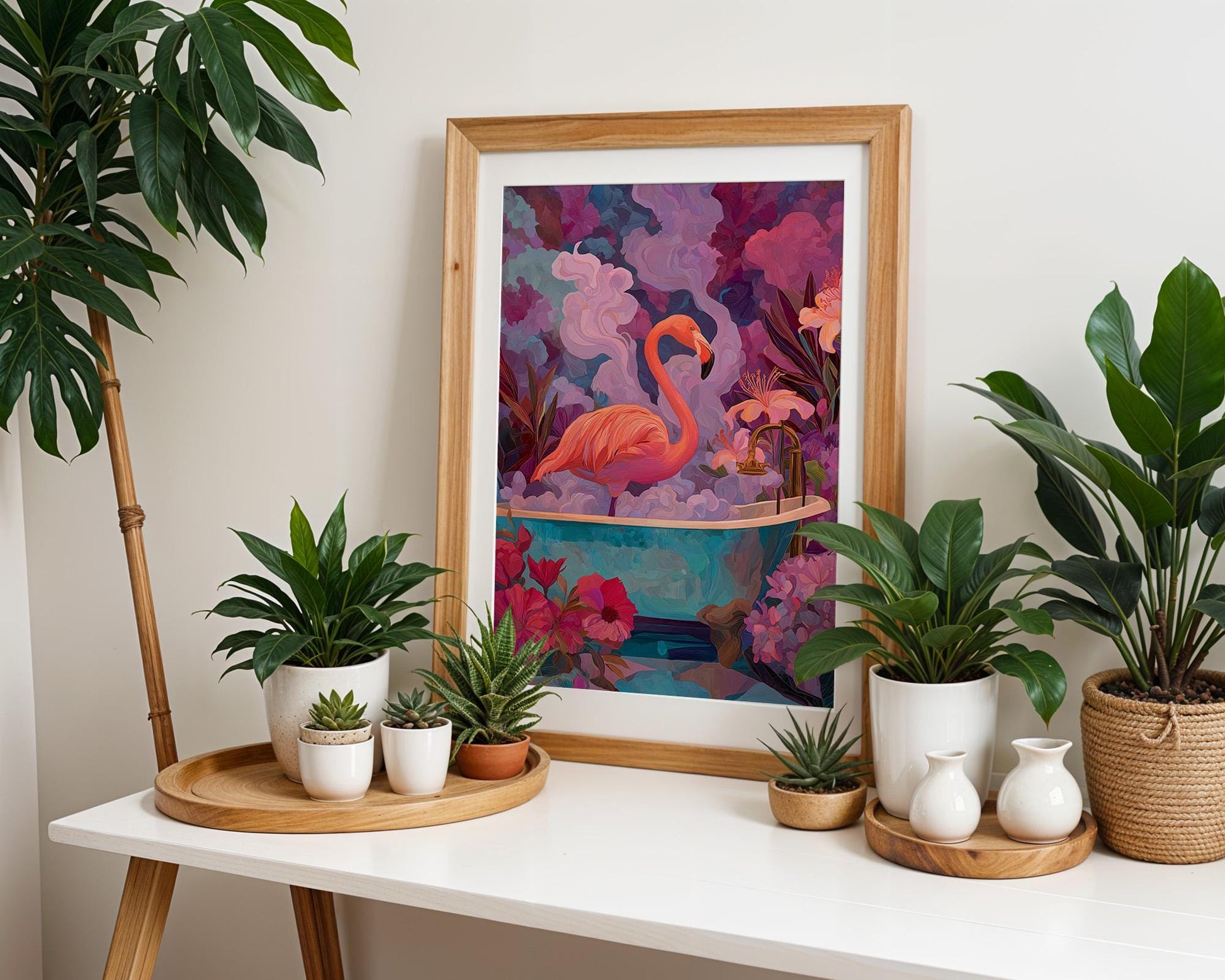 Bathroom Wall Art | Flamingo Decorative Wall Print