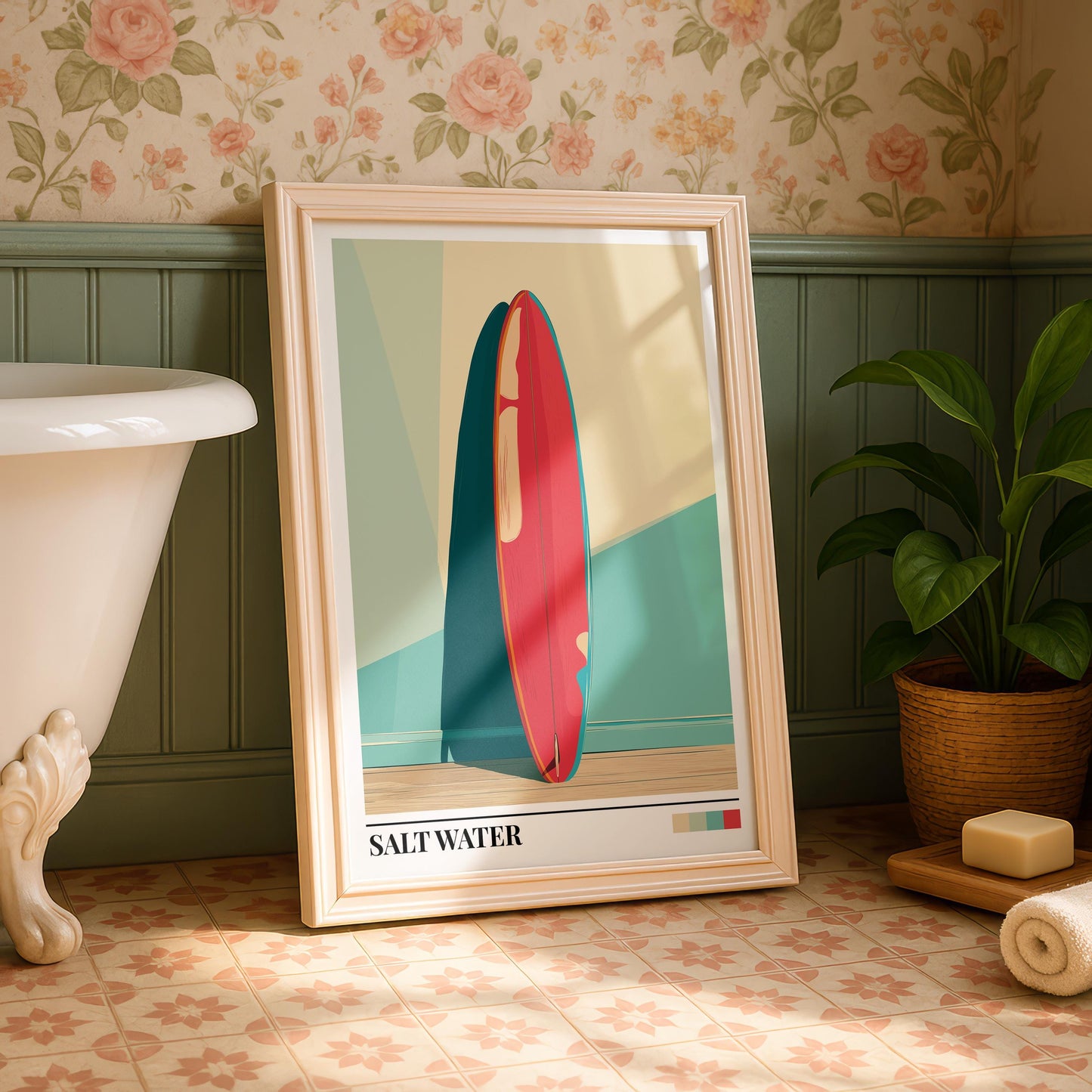 Bathroom Wall Art | Beach Surfboard Bathroom Art
