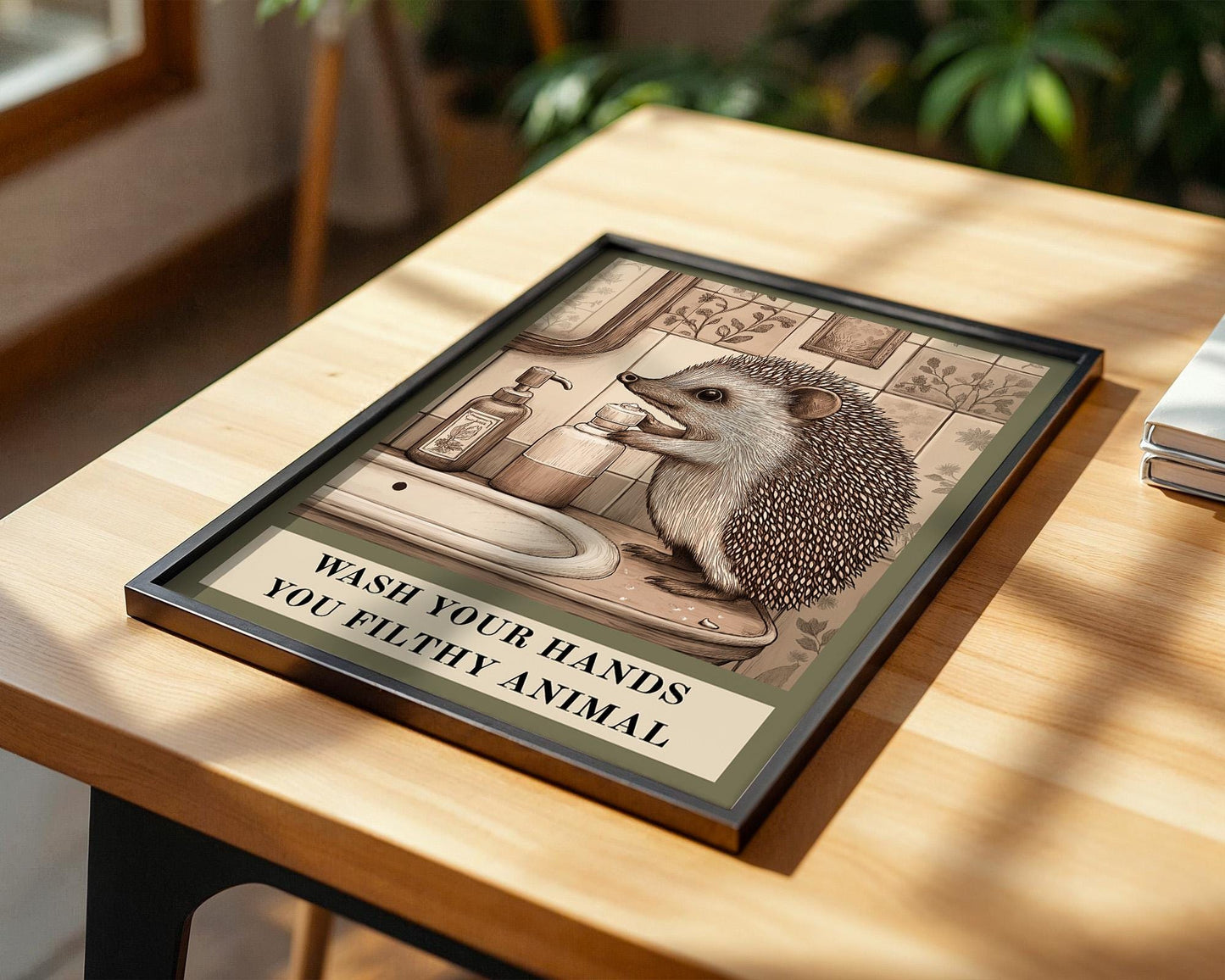 Bathroom Wall Art | Hedgehog Bathroom Decor
