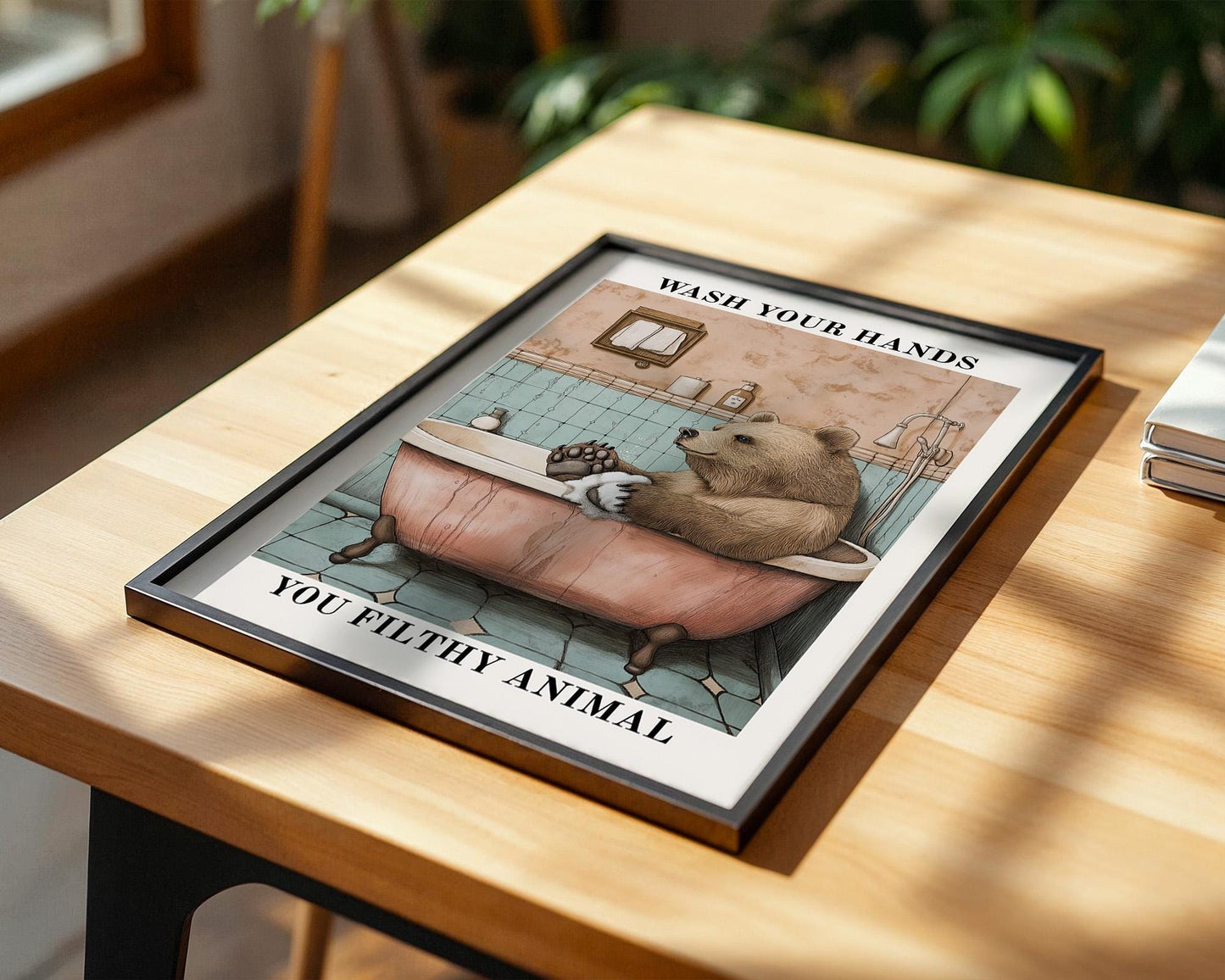 Bathroom Wall Art | Funny Bear Bathroom Decor