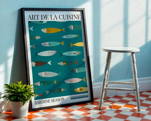 Kitchen Wall Art | Bold Sardine Fish Poster