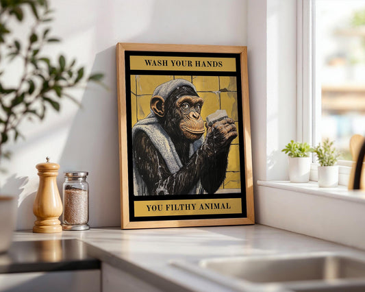 Bathroom Wall Art | Funny Chimpanzee Poster