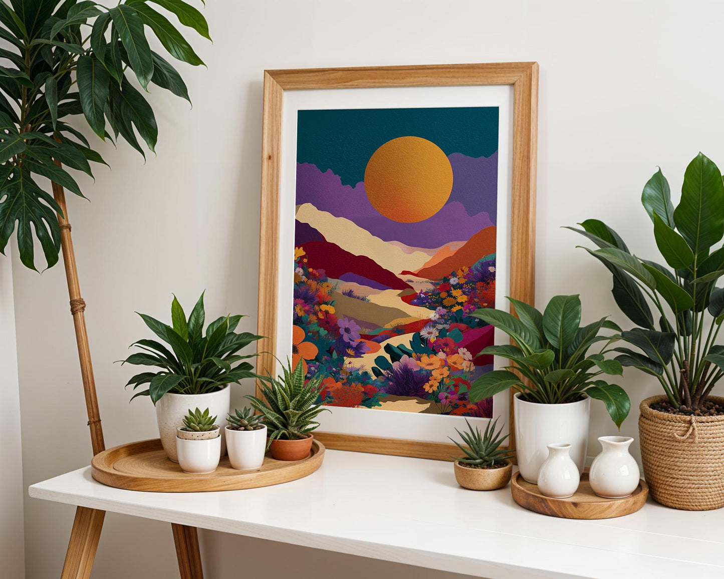 Maximalist Floral Wall Art | Abstract Desert Sunrise Boho Print