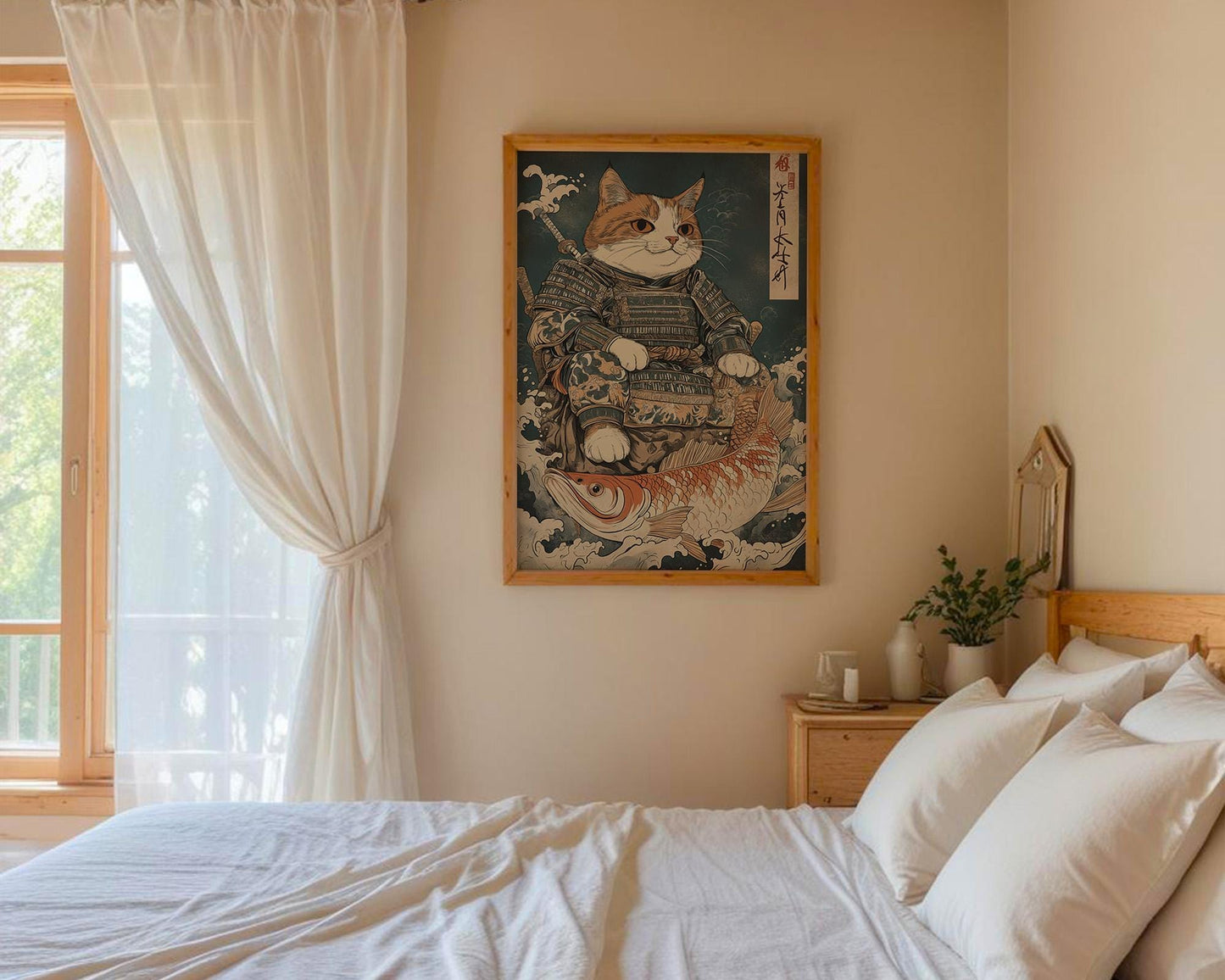 Japanese Wall Art | Japanese Samurai Cat Poster