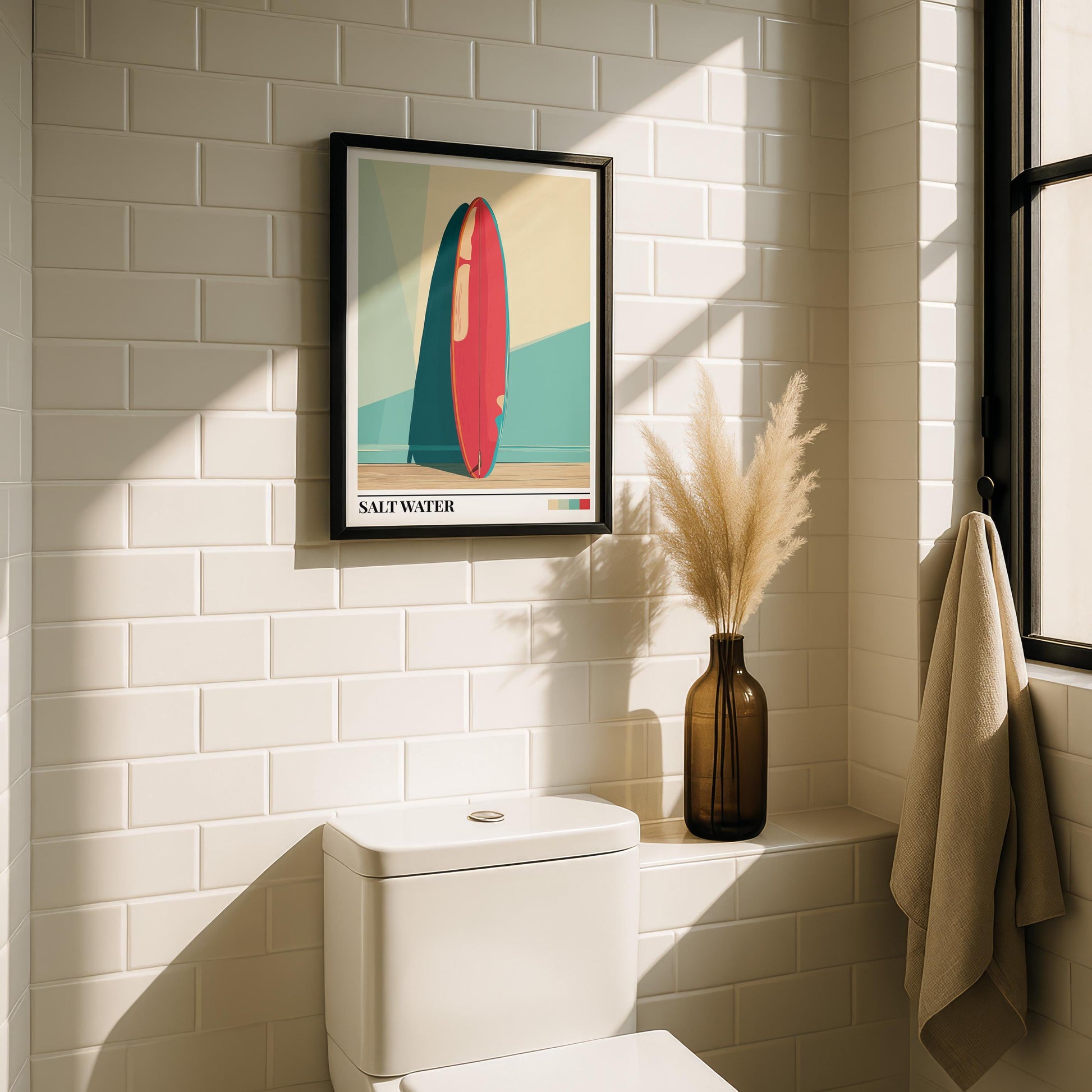 Bathroom Wall Art | Beach Surfboard Bathroom Art