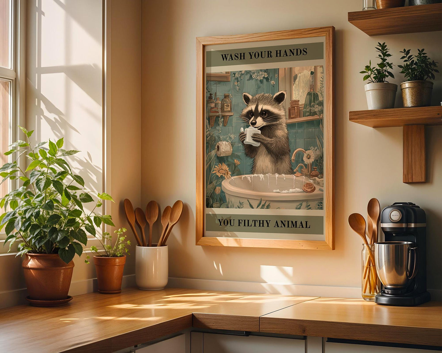Bathroom Wall Art | Funny Raccoon Bathroom Decor
