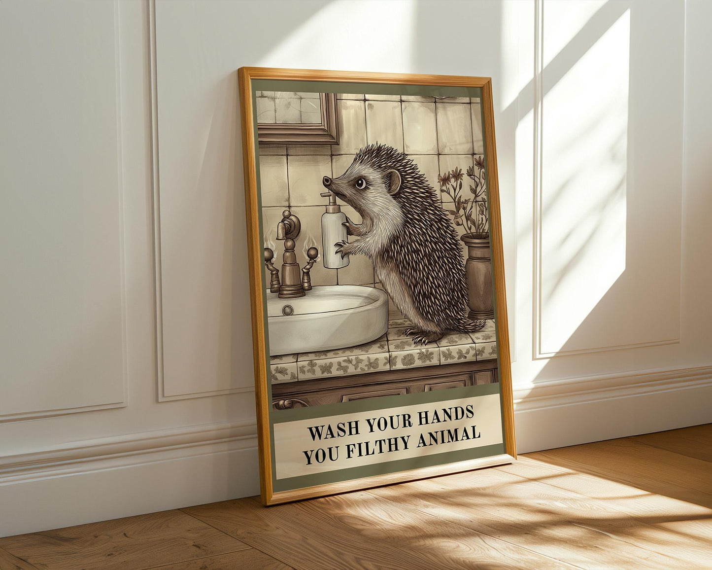 Bathroom Wall Art | Hedgehog Bathroom Decor