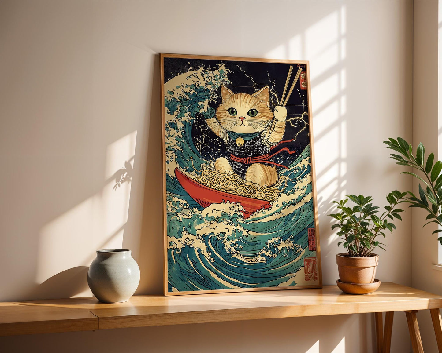 Japanese Wall Art | Samurai Cat Poster