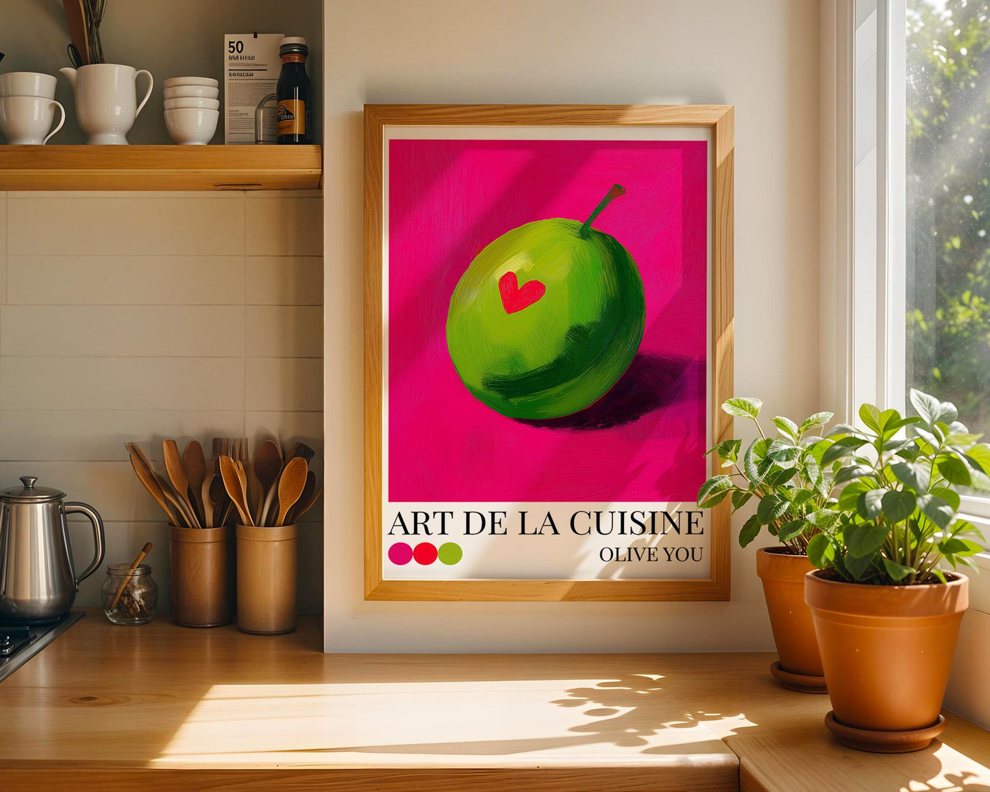 Kitchen Wall Art | Colorful Olive Print