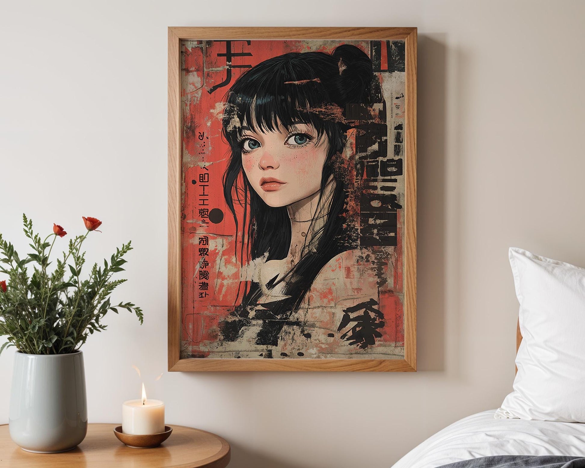 Japanese Wall Art | Retro Anime Girl Poster