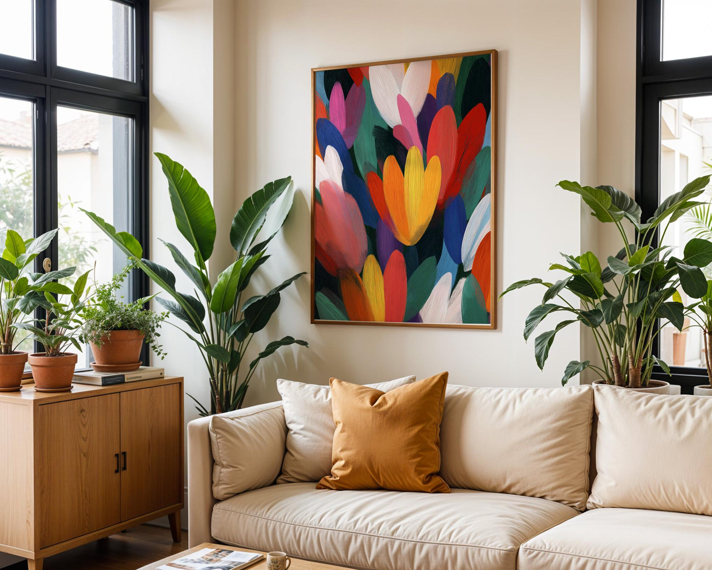 Maximalist Floral Wall Art | Abstract Tulip Meadow Print