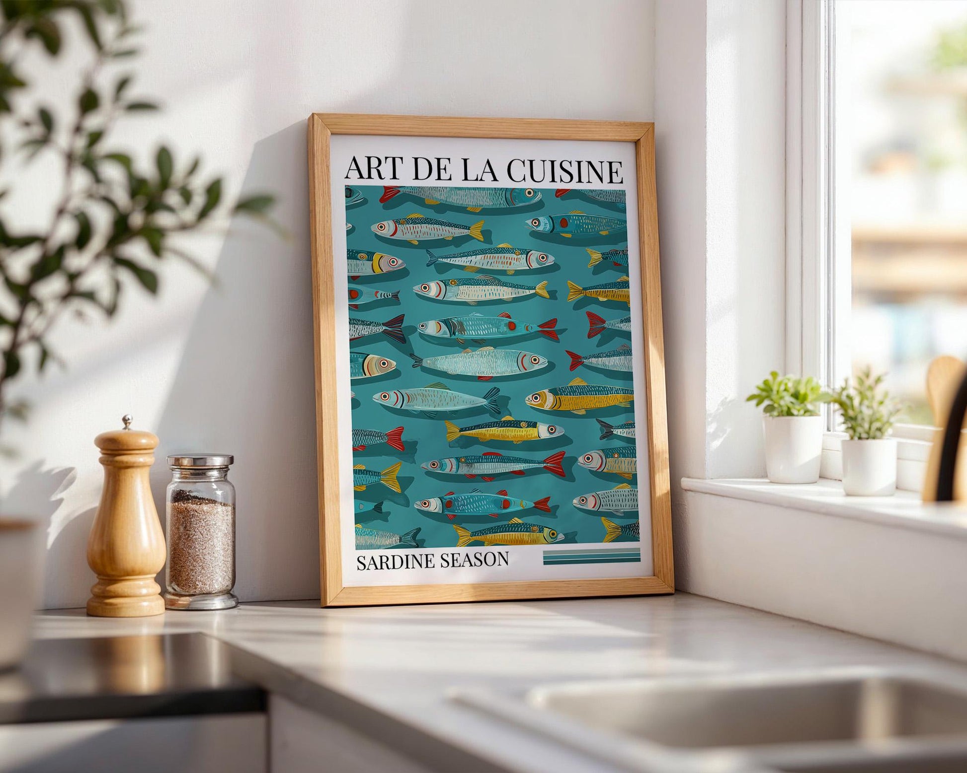 Kitchen Wall Art | Colorful Sardine Fish Print