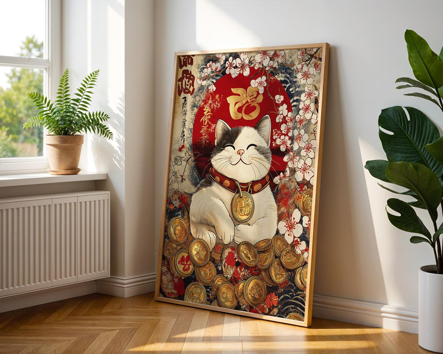 Japanese Wall Art | Lucky Cat Maneki Neko Wall Decor