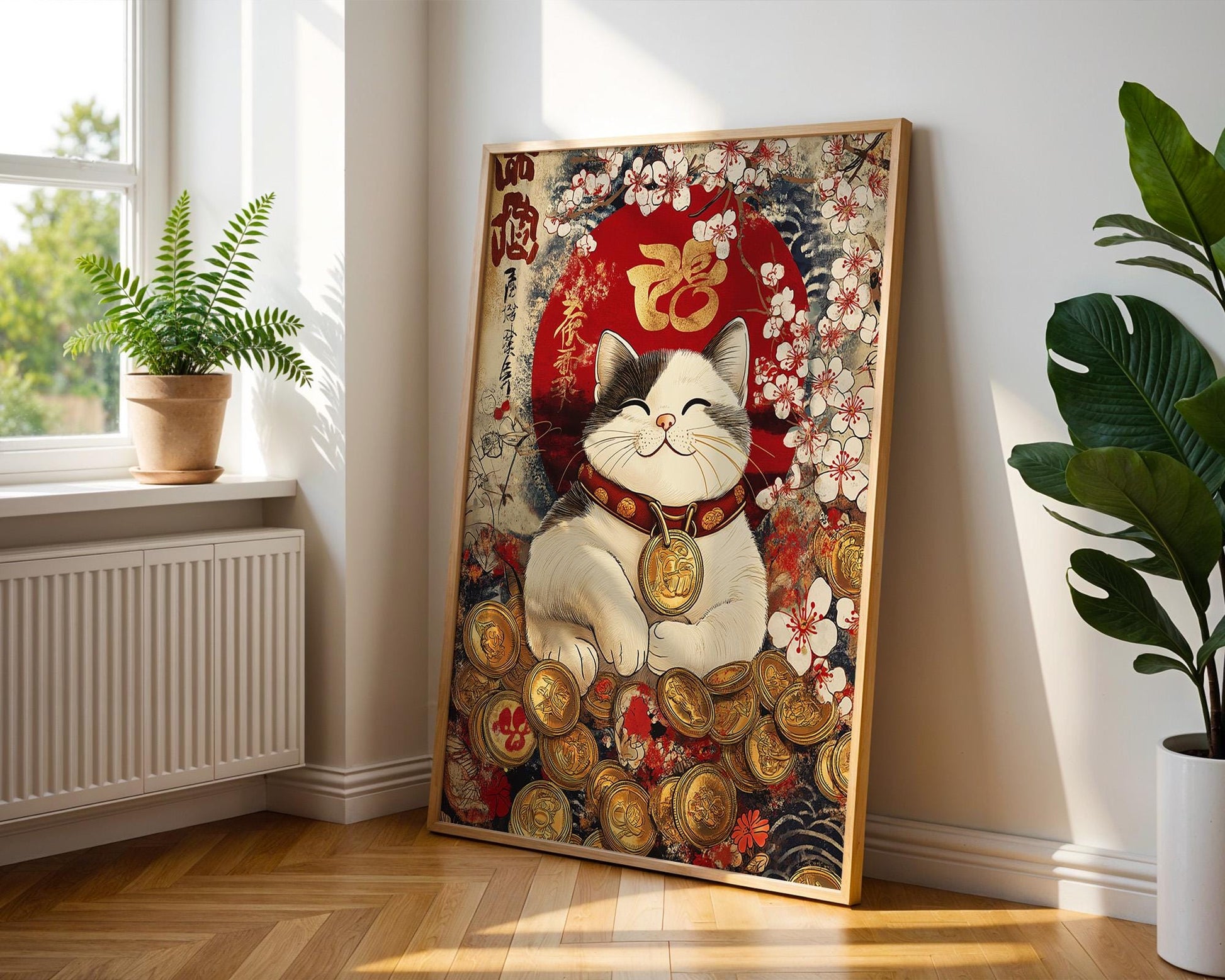 Japanese Wall Art | Lucky Cat Maneki Neko Wall Decor