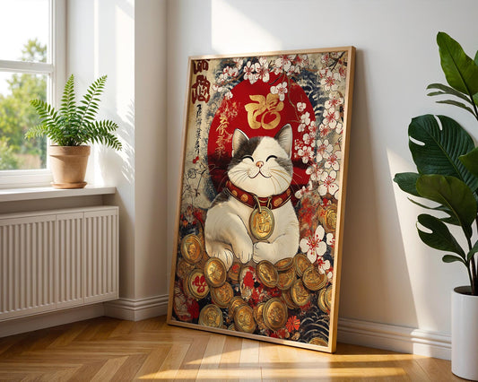 Japanese Wall Art | Lucky Cat Maneki Neko Wall Decor