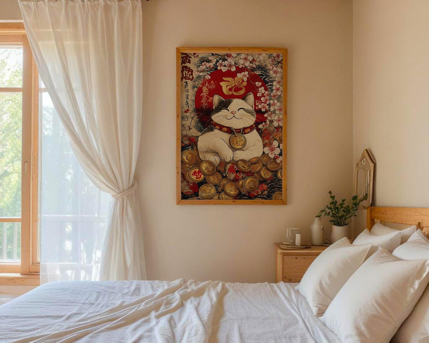 Japanese Wall Art | Lucky Cat Maneki Neko Wall Decor
