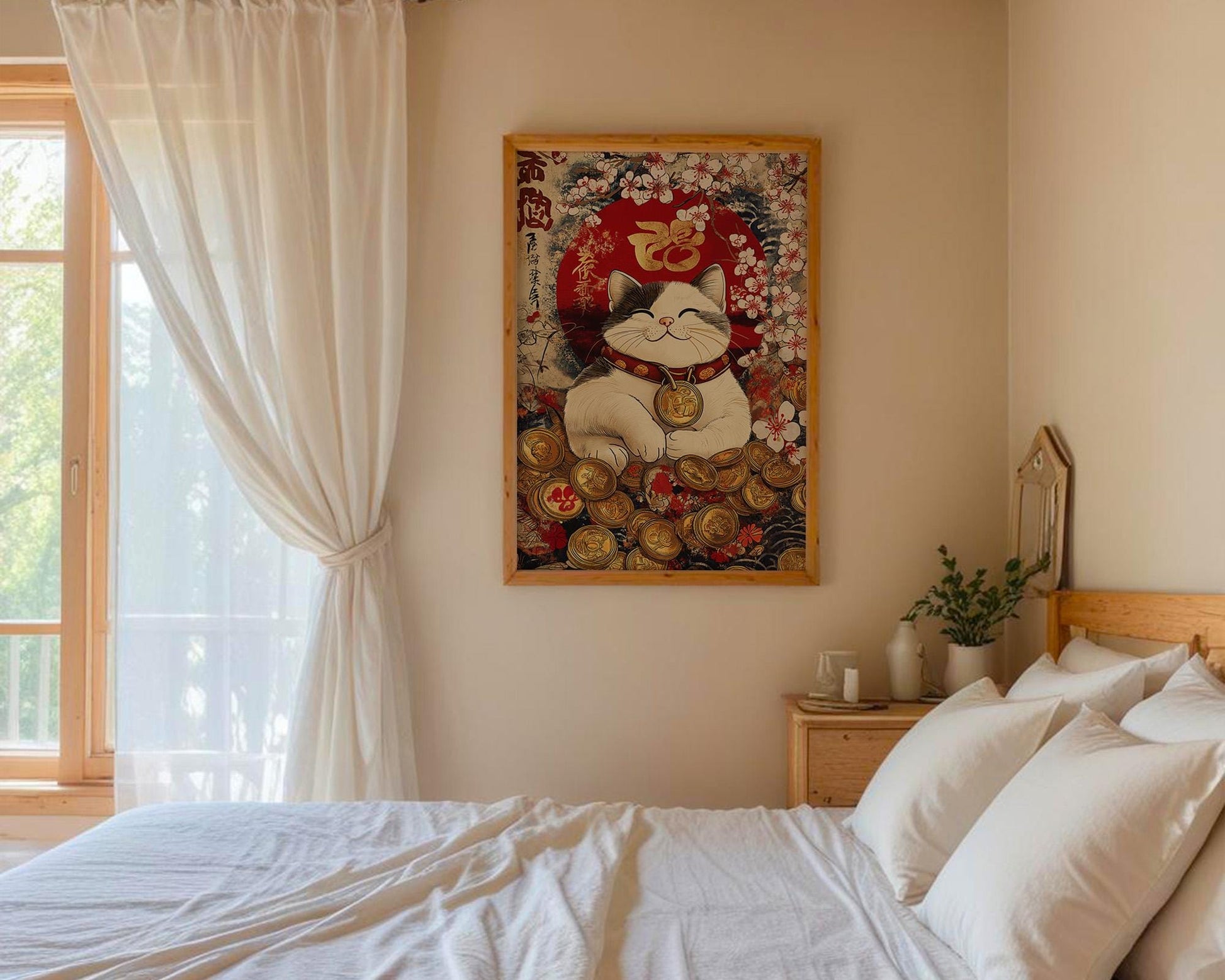 Japanese Wall Art | Lucky Cat Maneki Neko Wall Decor