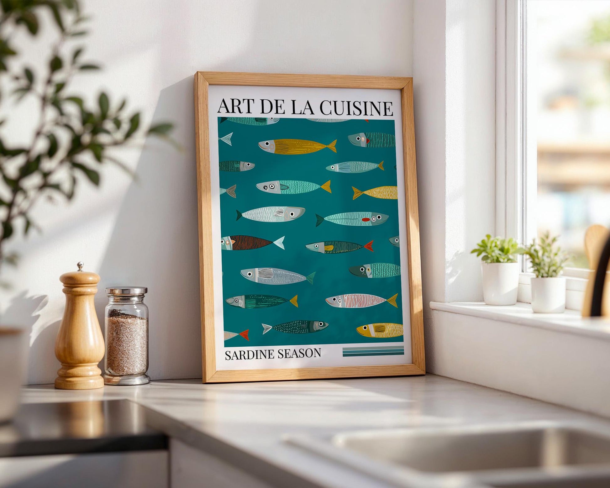 Kitchen Wall Art | Bold Sardine Fish Poster