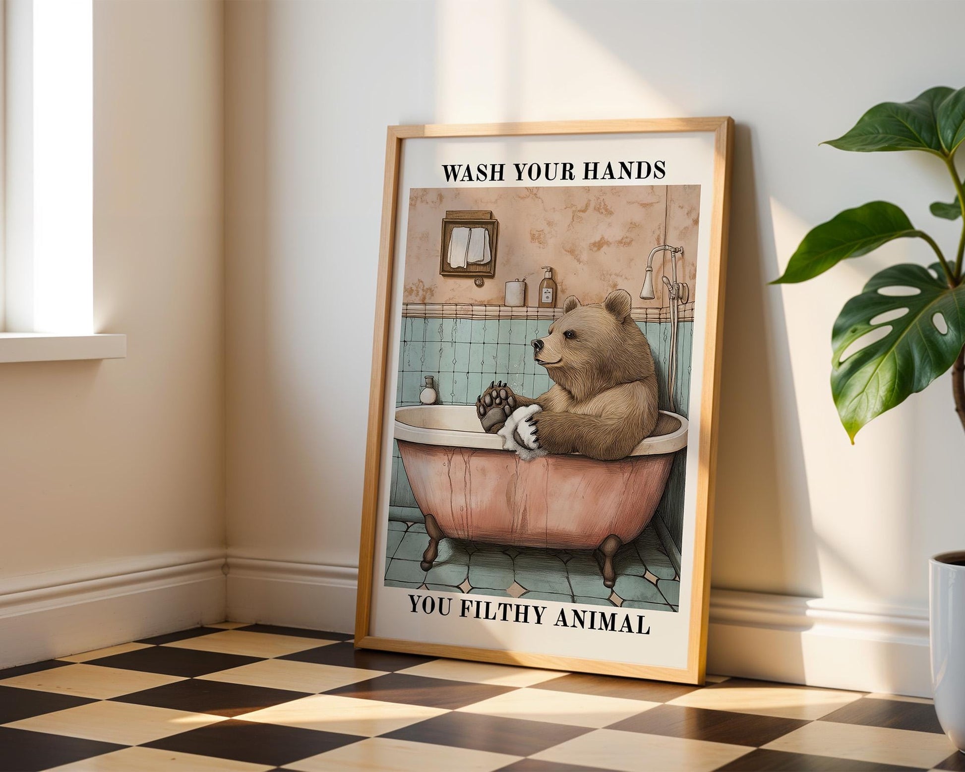 Bathroom Wall Art | Funny Bear Bathroom Decor