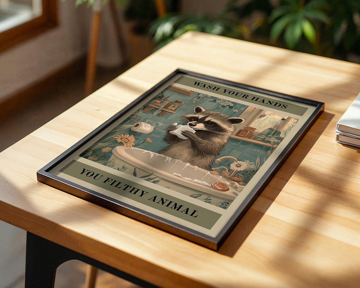 Bathroom Wall Art | Funny Raccoon Bathroom Decor
