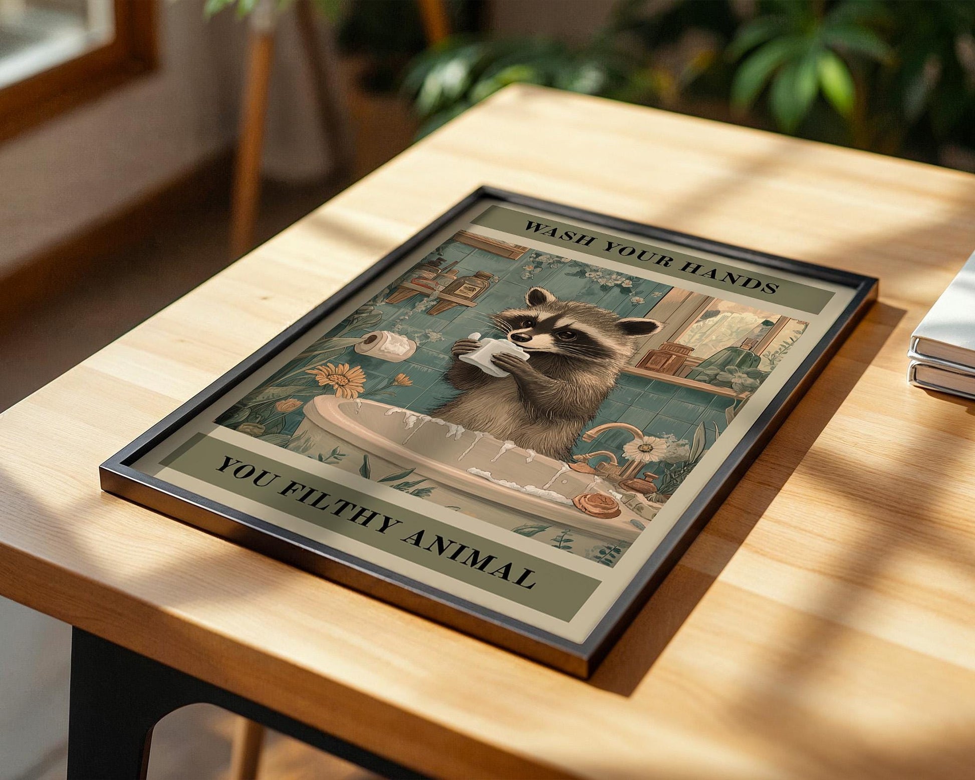 Bathroom Wall Art | Funny Raccoon Bathroom Decor