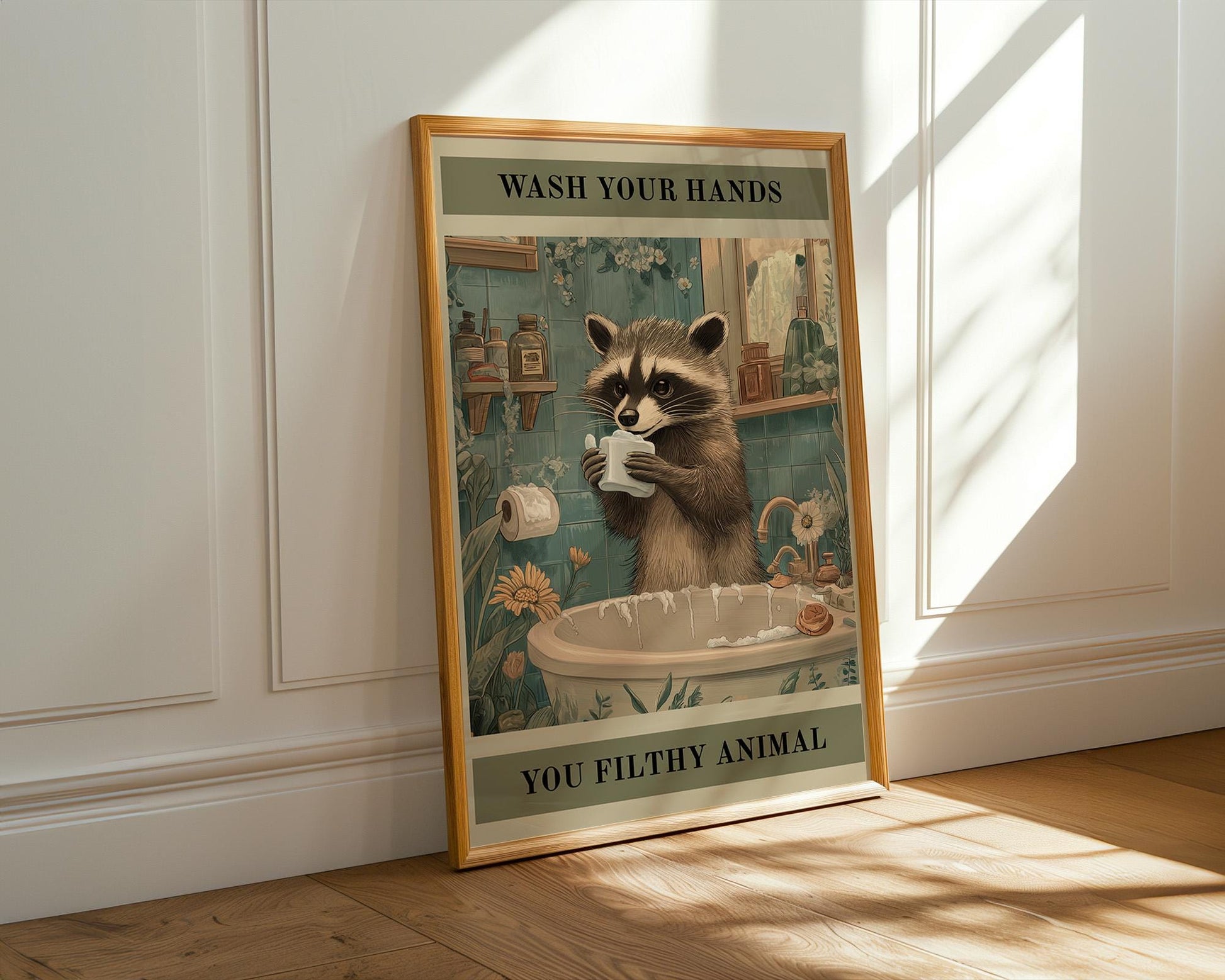 Bathroom Wall Art | Funny Raccoon Bathroom Decor
