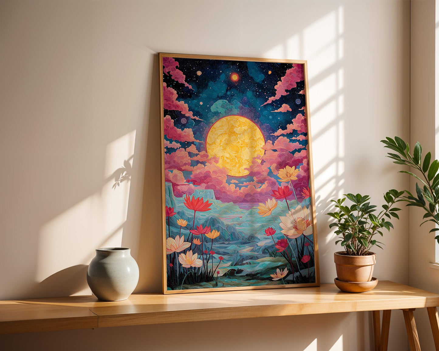 Dopamine Decor | Retro Abstract Cosmic Landscape Print