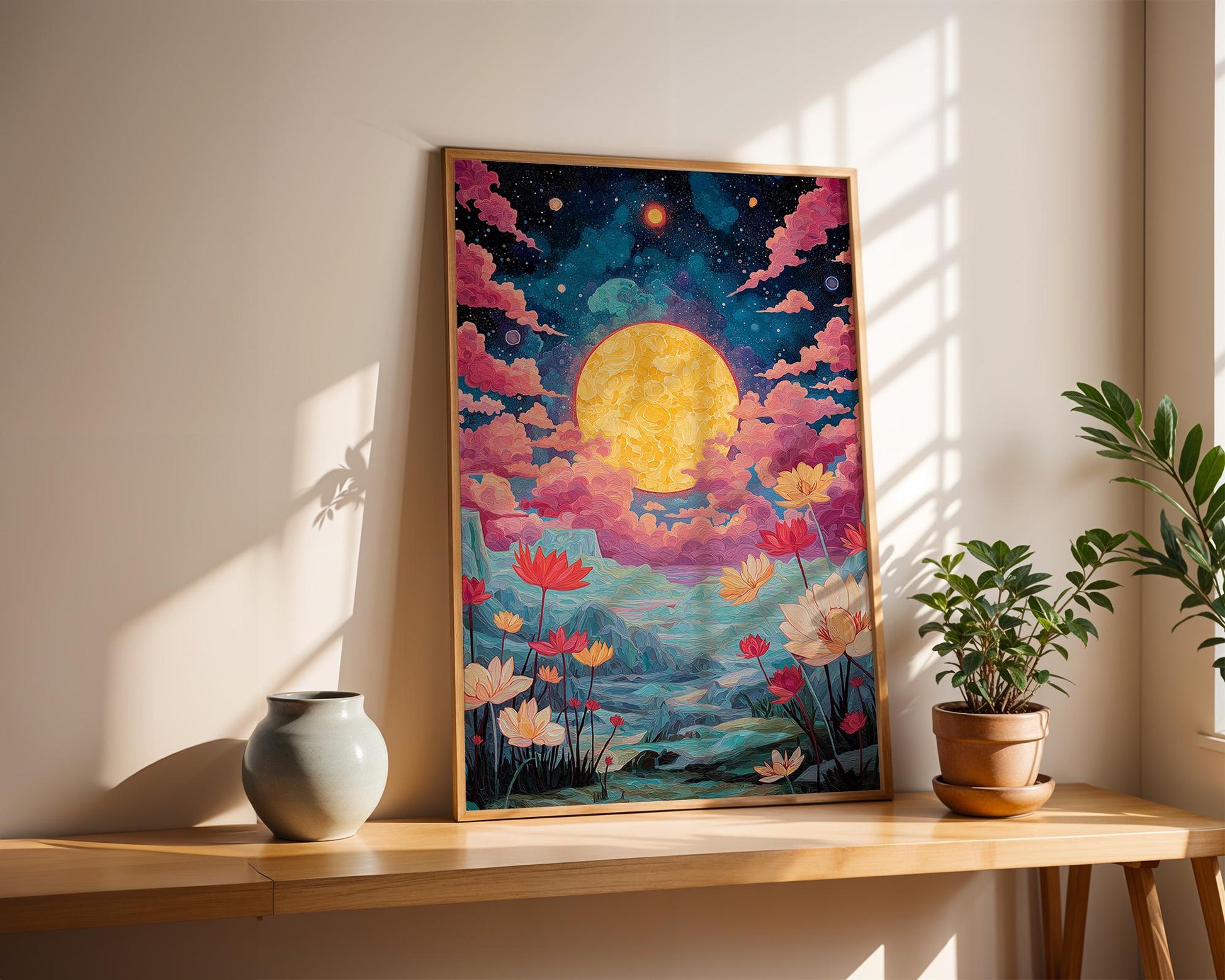 Dopamine Decor | Retro Abstract Cosmic Landscape Print