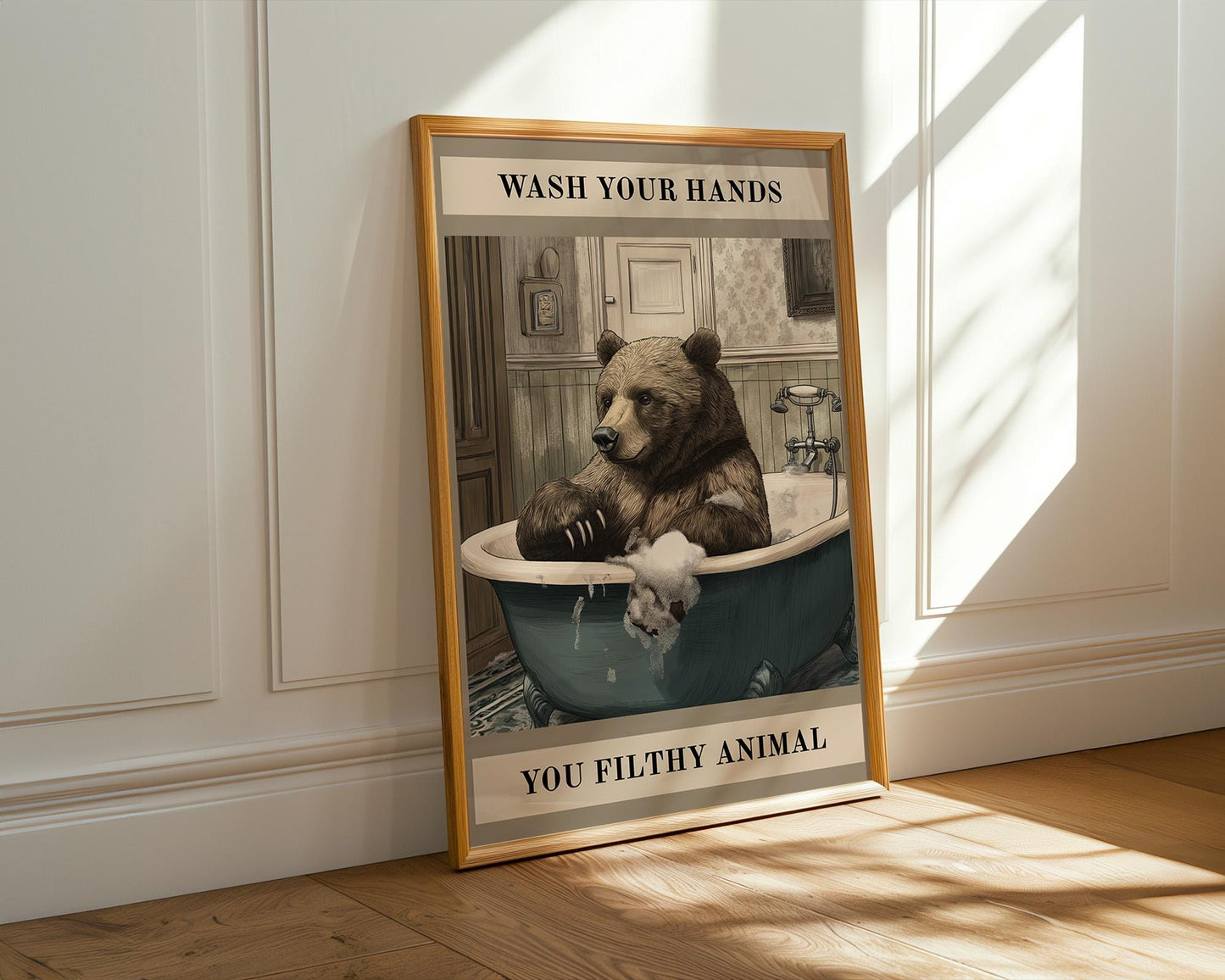 Bathroom Wall Art | Funny Bear Bathroom Decor