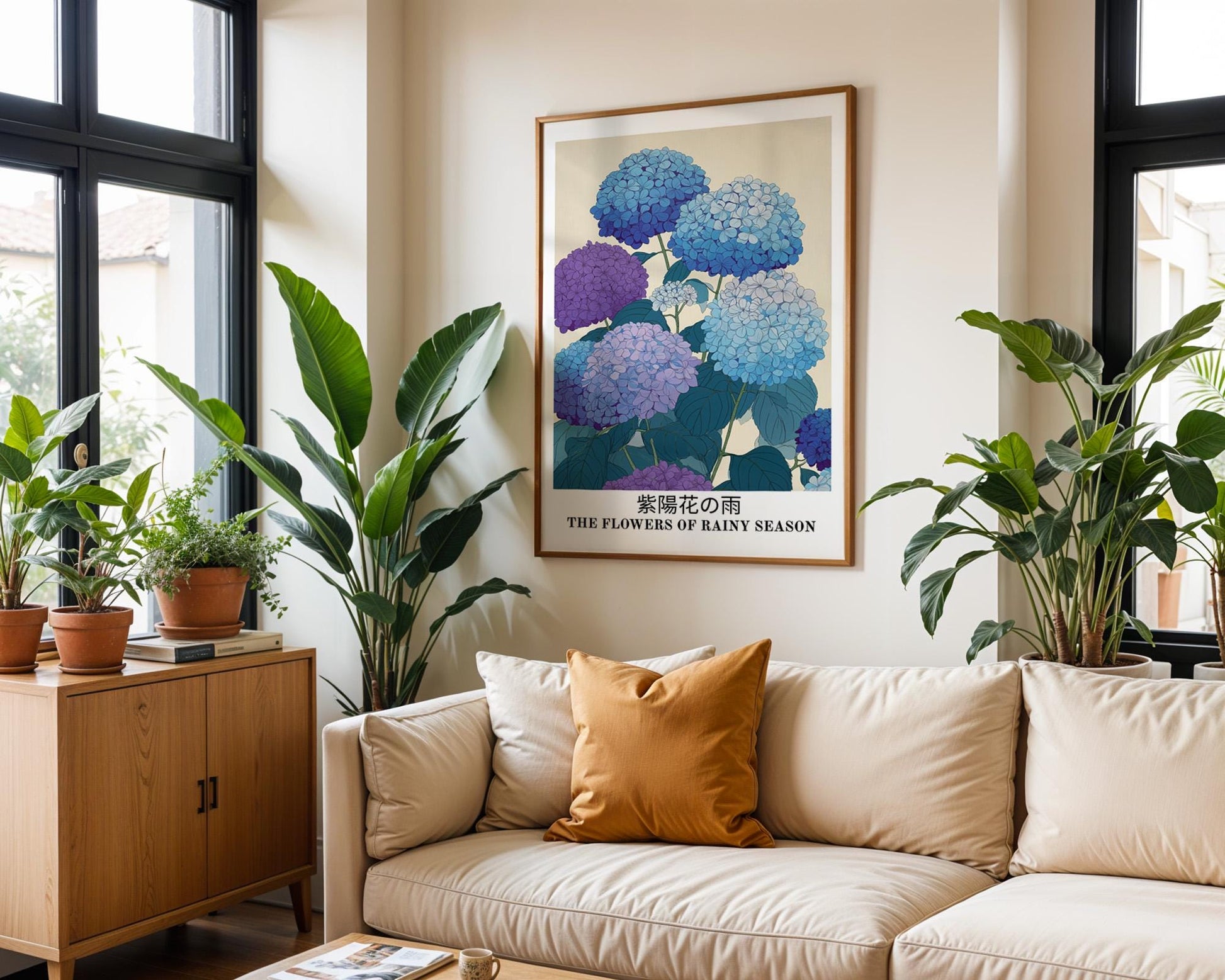 Japanese Wall Art | Japanese Hydrangea Art Print