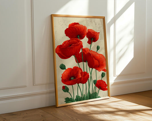 Flower Wall Decor | Retro Poppy Poster