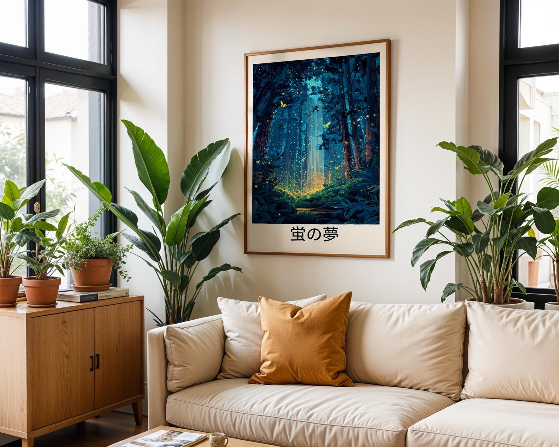 Japanese Wall Art | Japanese Forest Firefly Print