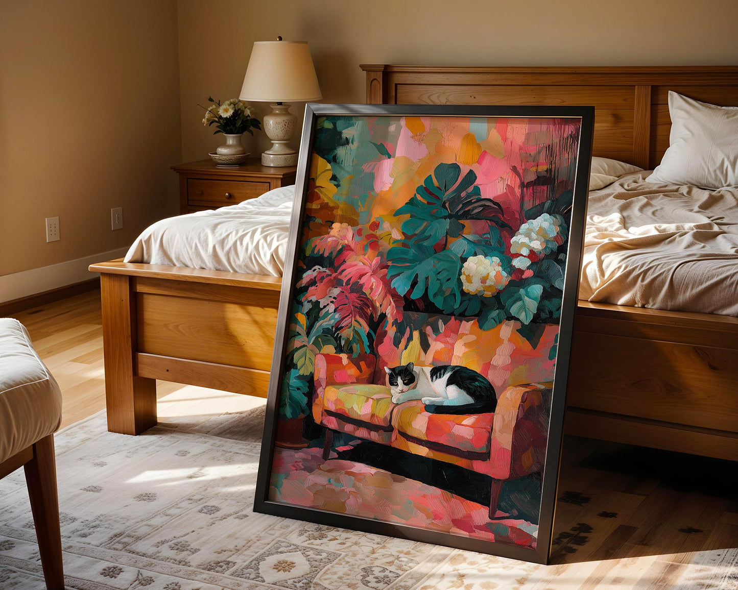 Maximalist 1970s Decor | Abstract Cat Wall Art