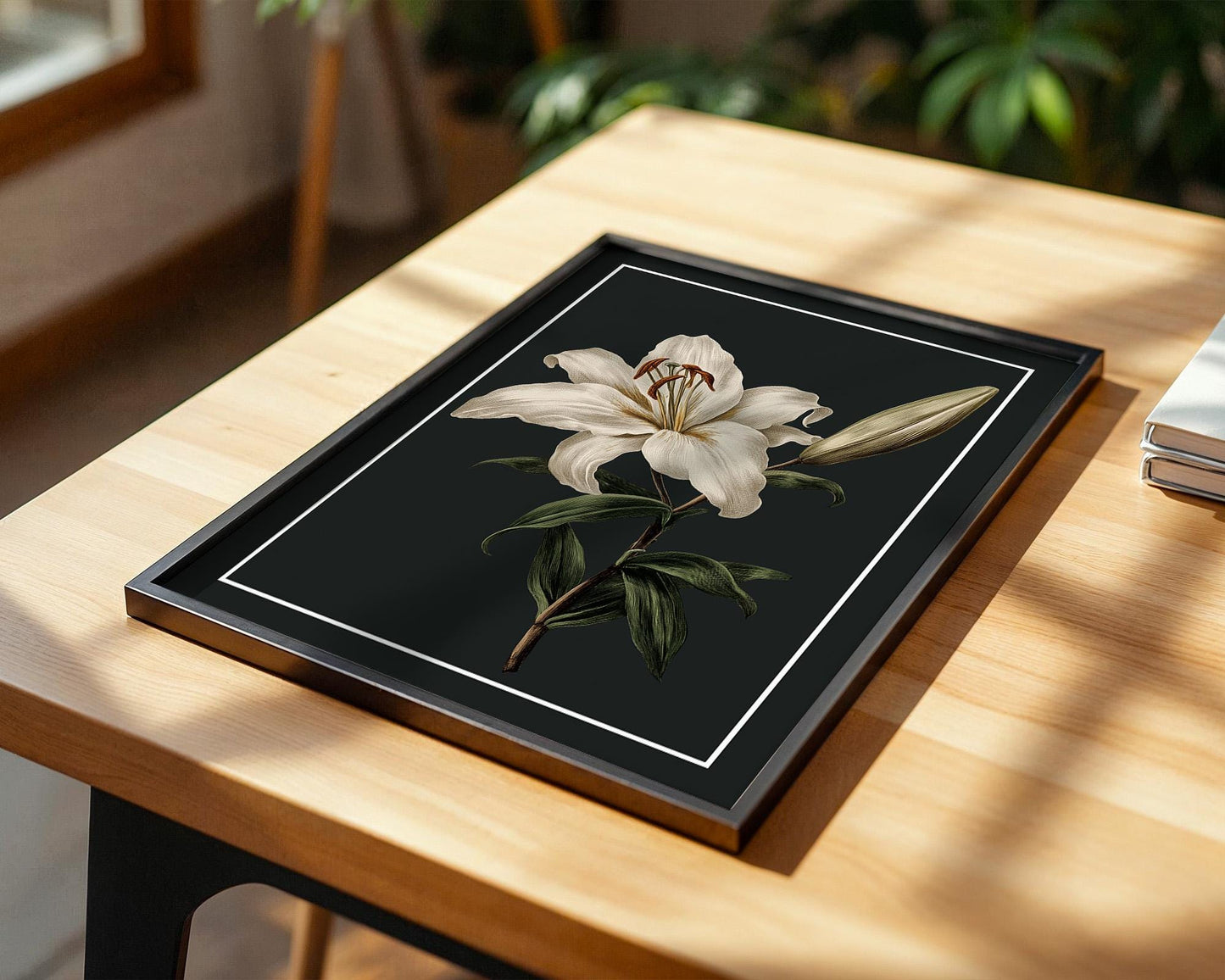 Flower Wall Decor | White Lily Retro Floral Poster