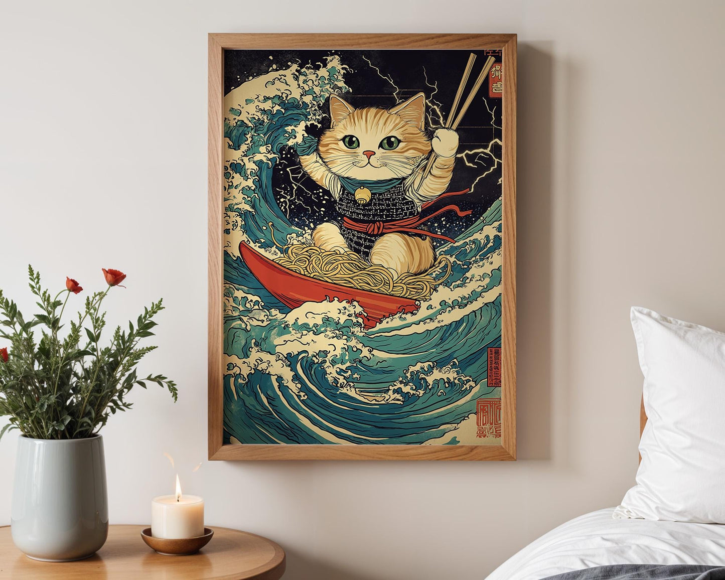 Japanese Wall Art | Samurai Cat Poster