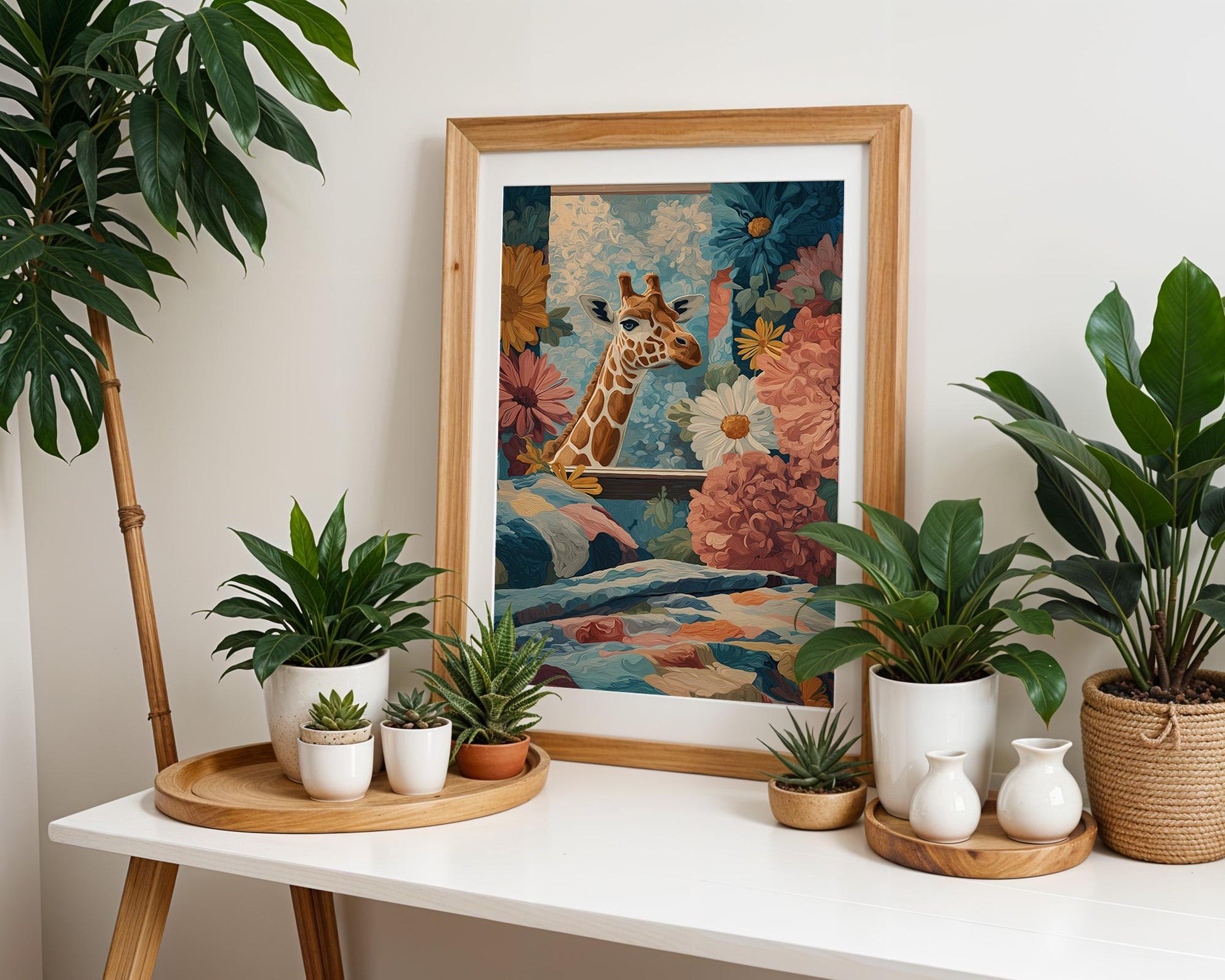 Dopamine Decor | Giraffe Quirky Animal Floral Print