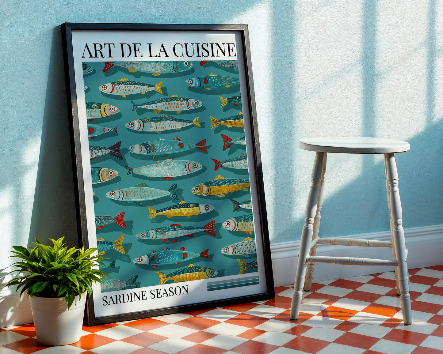 Kitchen Wall Art | Colorful Sardine Fish Print